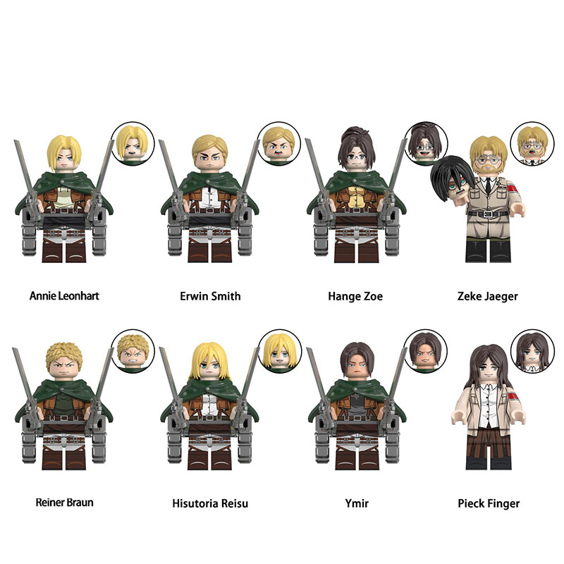 Attack On Titan minifigure set Annie Leonhart, Erwin Smith, Hange Zoe LEGO-compatible building block toys | 8-piece set