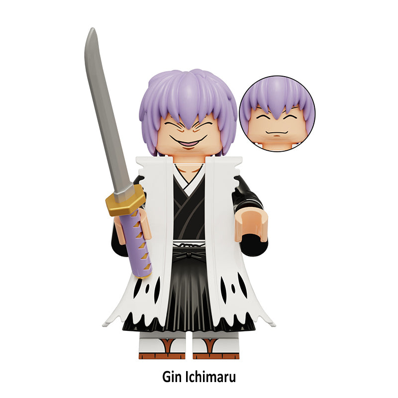 Gin Ichimaru Bleach LEGO-compatible minifigure | custom brick toy figure