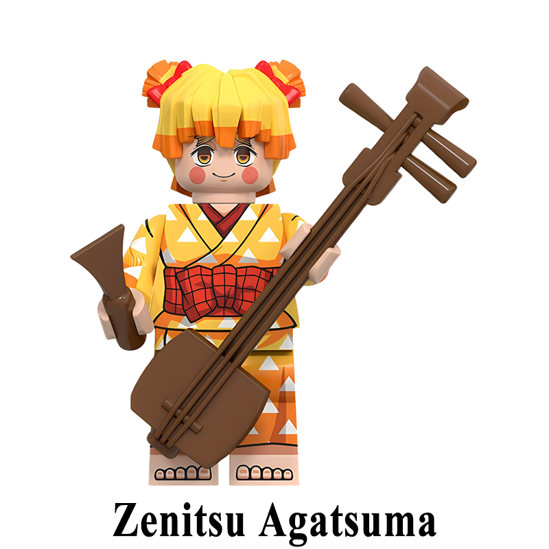Zenitsu Agatsuma Demon Slayer LEGO-compatible minifigure | custom brick toy figure