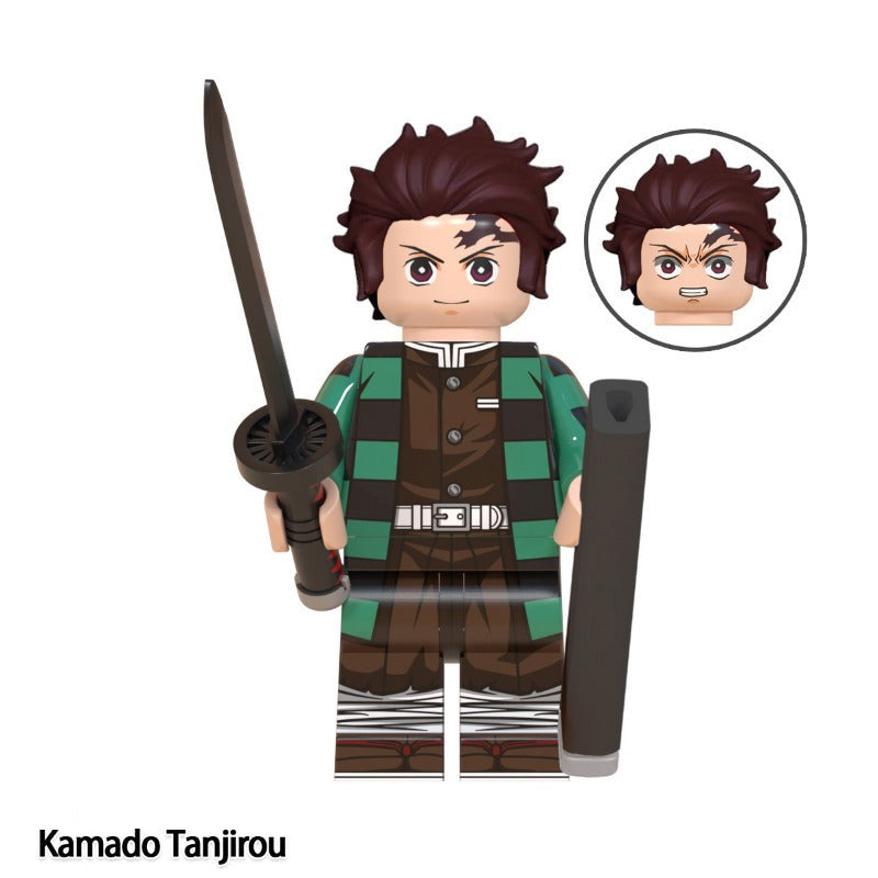 Tanjiro Kamado Demon Slayer LEGO-compatible minifigure | custom brick toy figure