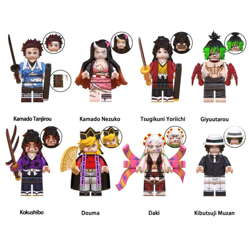 Demon Slayer minifigure set Tanjiro Kamado, Nezuko Kamado, Yoriichi Tsugikuni LEGO-compatible building block toys | 8-piece Main image