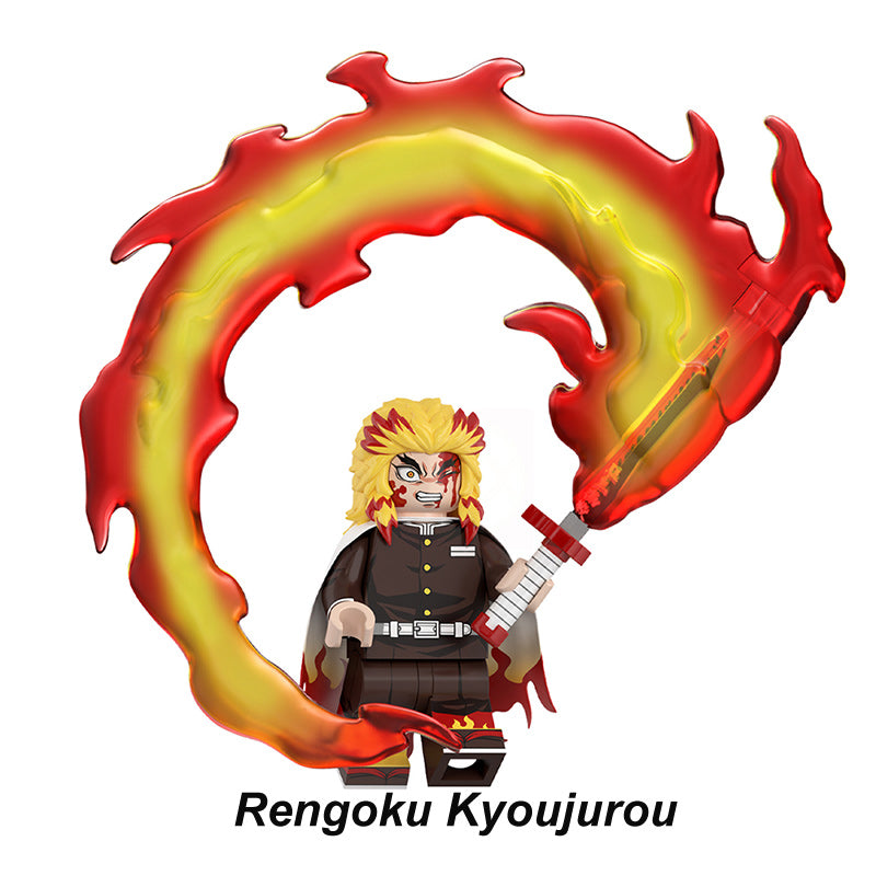 Kyojuro Rengoku Flame Breathing Demon Slayer LEGO-compatible minifigure | custom brick toy figure