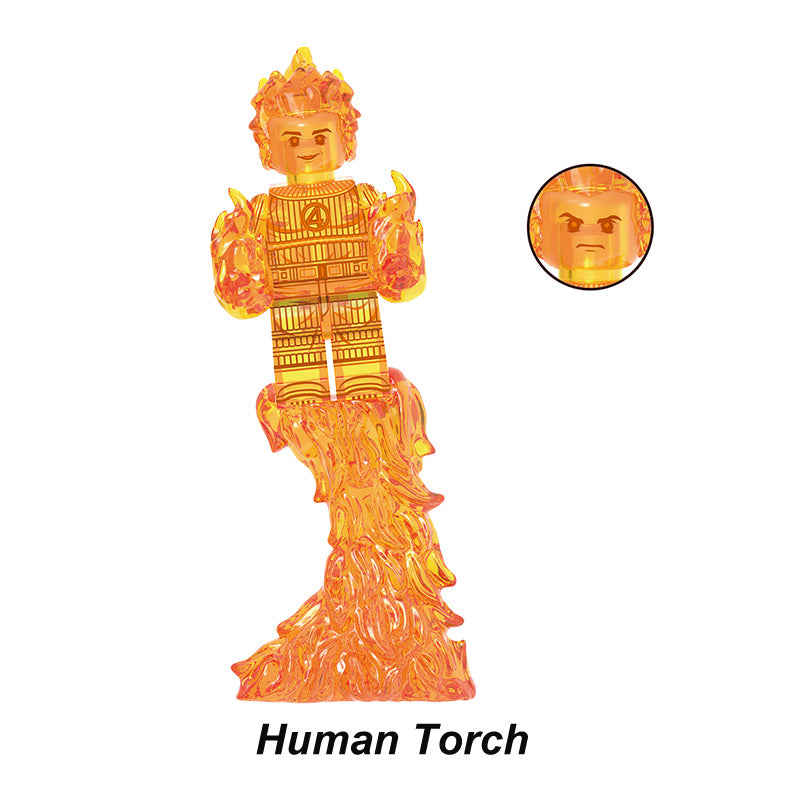 Fantastic Four Marvel Human Torch Flame Burst Amp Full Flame, Lego-compatible Building Block Minifigures, 6 Pcs Collection