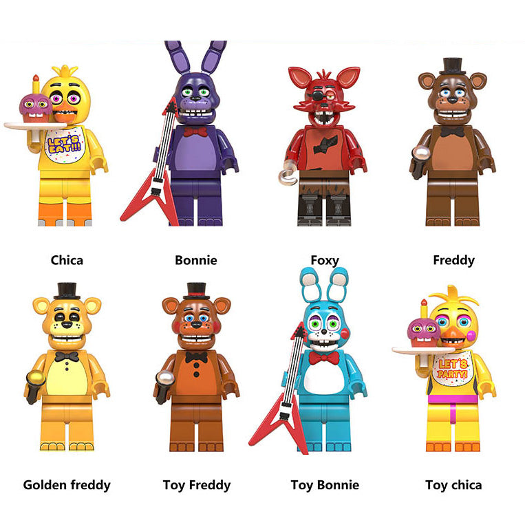 Five Nights At Freddys Fnaf Bonnie Foxy, Lego-compatible Building Block Minifigures, 8 Pcs Collection