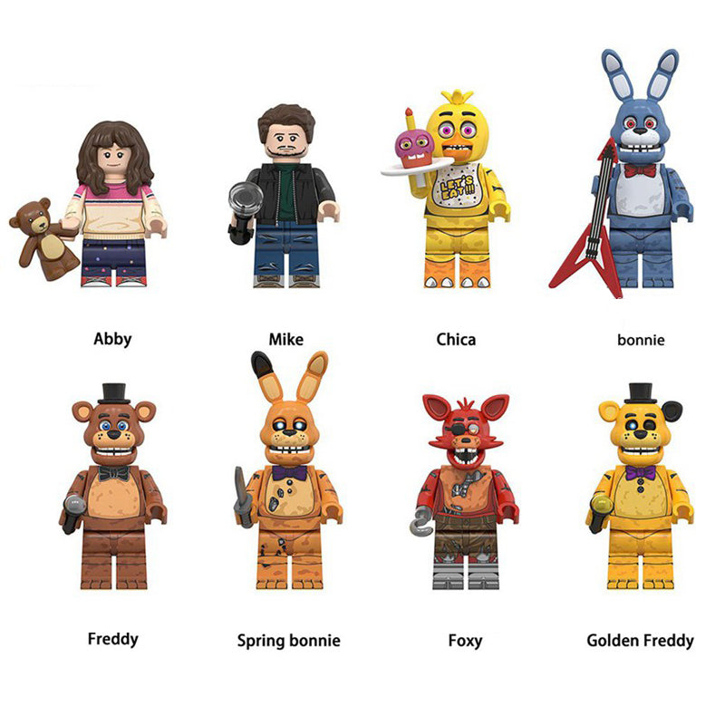 Five Nights at Freddy's minifigure set Foxy, Mike, Golden Freddy LEGO-compatible building block toys | 8-piece set