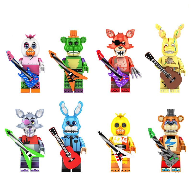 Five Nights At Freddys Fnaf Glamrock Chica Montgomery Gator, Lego-compatible Building Block Minifigures, 8 Pcs Collection Main image