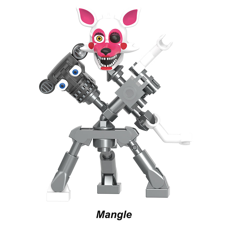 Mangle (Known As Toy Foxy) FNaF minifigure, high-detail custom building block collectible for horror fans.