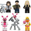 Complete 6-piece Five Nights at Freddy's (FNaF) minifigure set featuring Abby, Mike Schmidt, and Funtime Foxy characters.