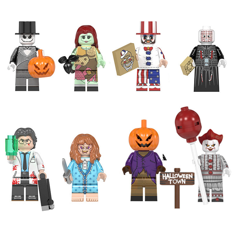 Horror Movie minifigure set Art The, Carrie White, Chucky Known LEGO-compatible building block toys | 8-piece set