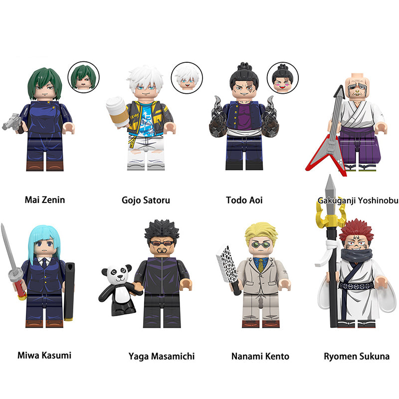 Jjk minifigure set Satoru Gojo, Aoi Todo, Mai Zenin LEGO-compatible building block toys | 8-piece set
