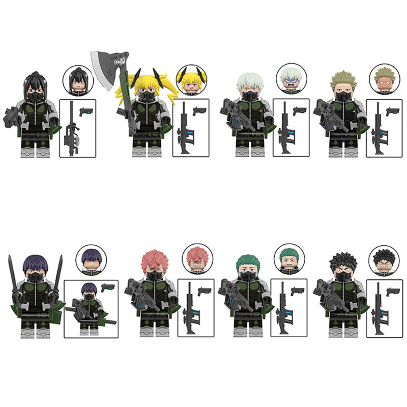 Kaiju No. 8 minifigure set Kafka Hibino, Kikoru Shinomiya, Mina Ashiro LEGO-compatible building block toys | 8-piece set Main image