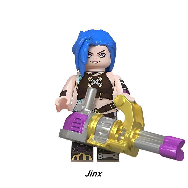Jinx (Known As Explosive Maniac) LoL minifigure, high-detail Arcane League of Legends collectible.