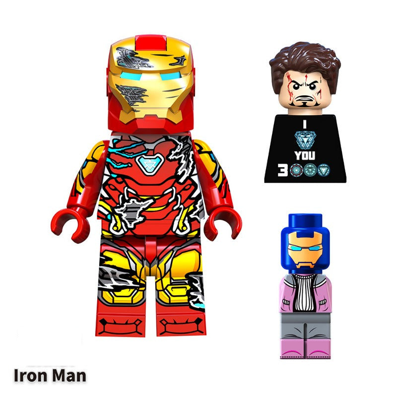 Marvel Avengers Battle Damaged Iron Man, Lego-compatible Building Block Minifigures, 8 Pcs Collection