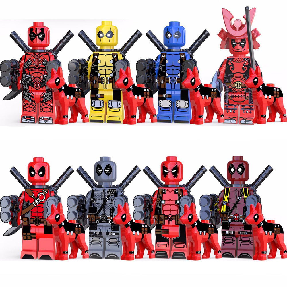 Superheroes minifigure set Deadpool Dog, Deadpool Known, Deadpool LEGO-compatible building block toys | 6-piece set