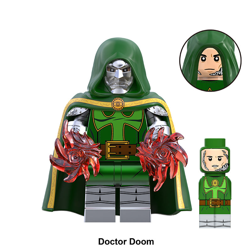 Marvel Fantastic Four Doctor Doom Red Energy, Lego-compatible Building Block Minifigures, 10 Pcs Collection