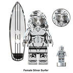Marvel Fantastic Four Female Silver Surfer, Lego-compatible Building Block Minifigures, 10 Pcs Collection