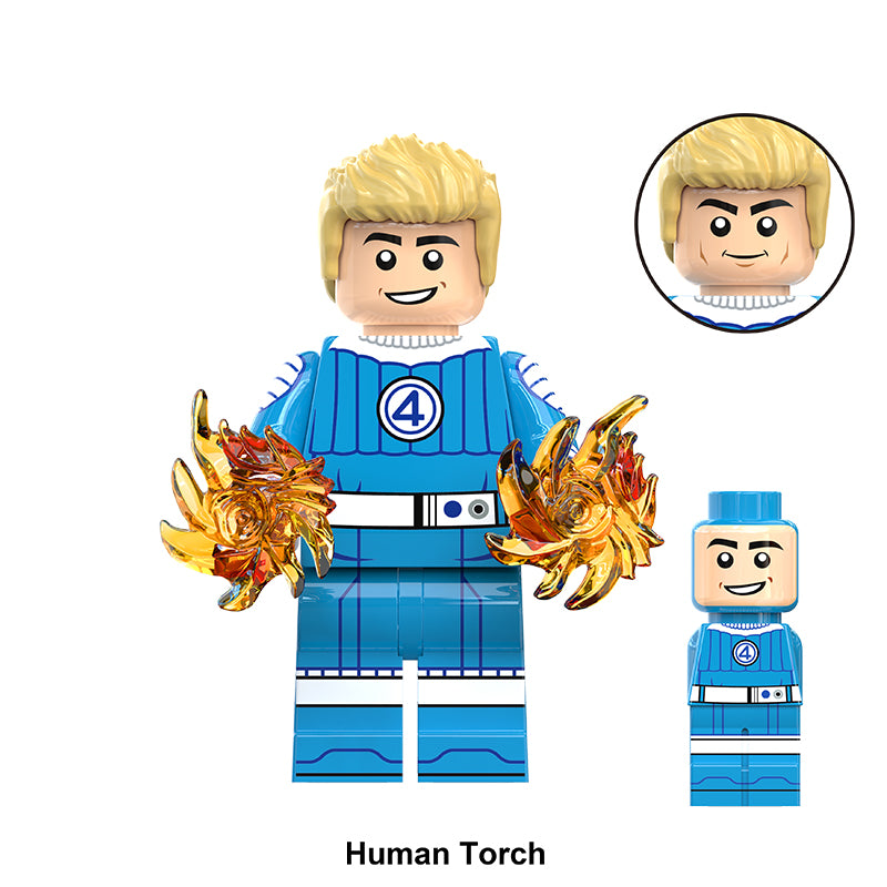 Marvel Fantastic Four Human Torch, Lego-compatible Building Block Minifigures, 10 Pcs Collection
