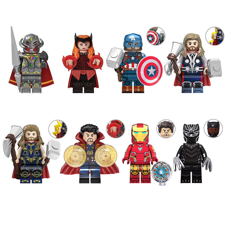 Marvel Doctor Strange Iron Man, Lego-compatible Building Block Minifigures, 8 Pcs Collection