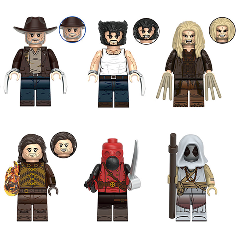 Superheroes minifigure set Old Man Logan, Pyro, Sabretooth LEGO-compatible building block toys | 6-piece set Main image