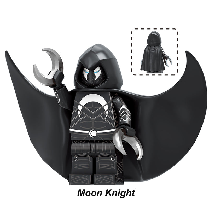 Marvel Moon Knight Moon Knight Black Suit, Lego-compatible Building Block Minifigures, 10 Pcs Collection