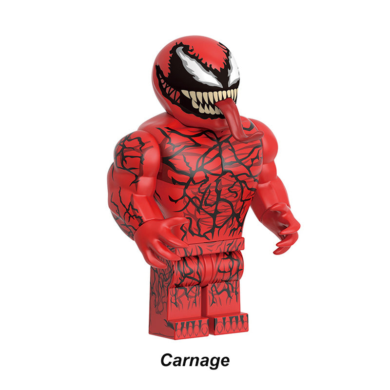 Marvel Symbiote Carnage, Lego-compatible Building Block Minifigures, 6 Pcs Collection