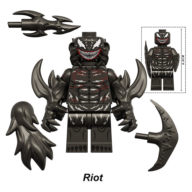 Marvel Symbiote Riot, Lego-compatible Building Block Minifigures, 6 Pcs Collection