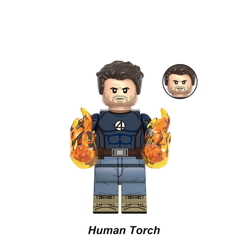 Human Torch Johnny Storm Fantastic Four LEGO-compatible minifigure | custom brick minifigures