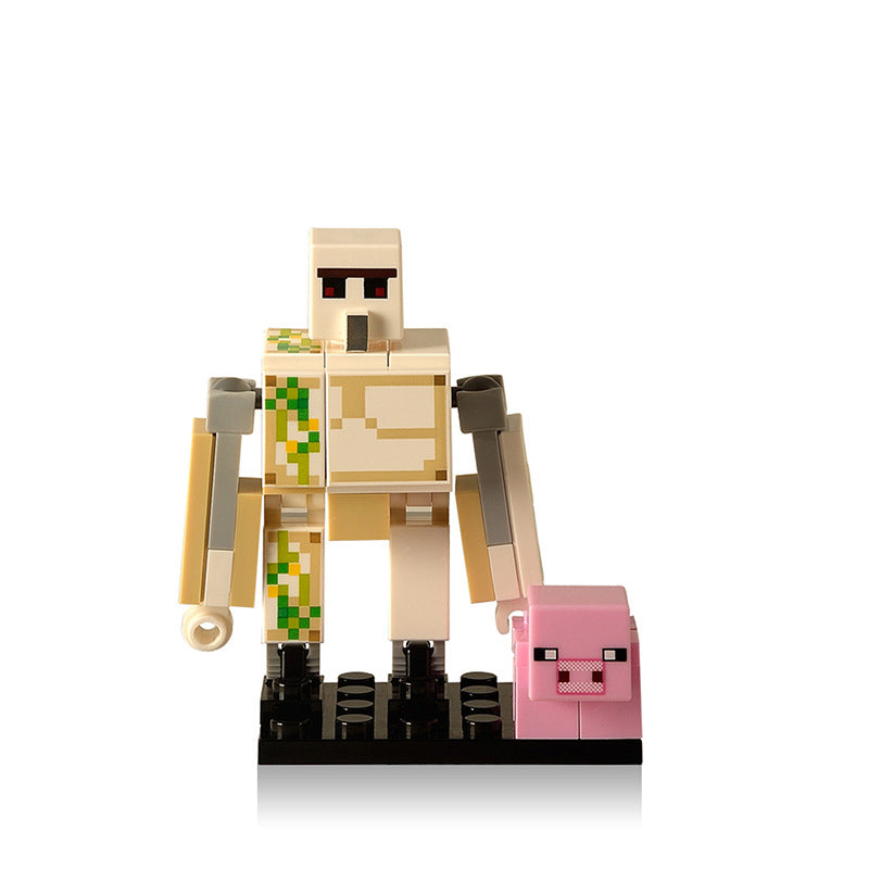 Minecraft Collection Series 2 8 Piece Custom Minifigure Set Iron Golem Pig, Lego-compatible Building Block Minifigures