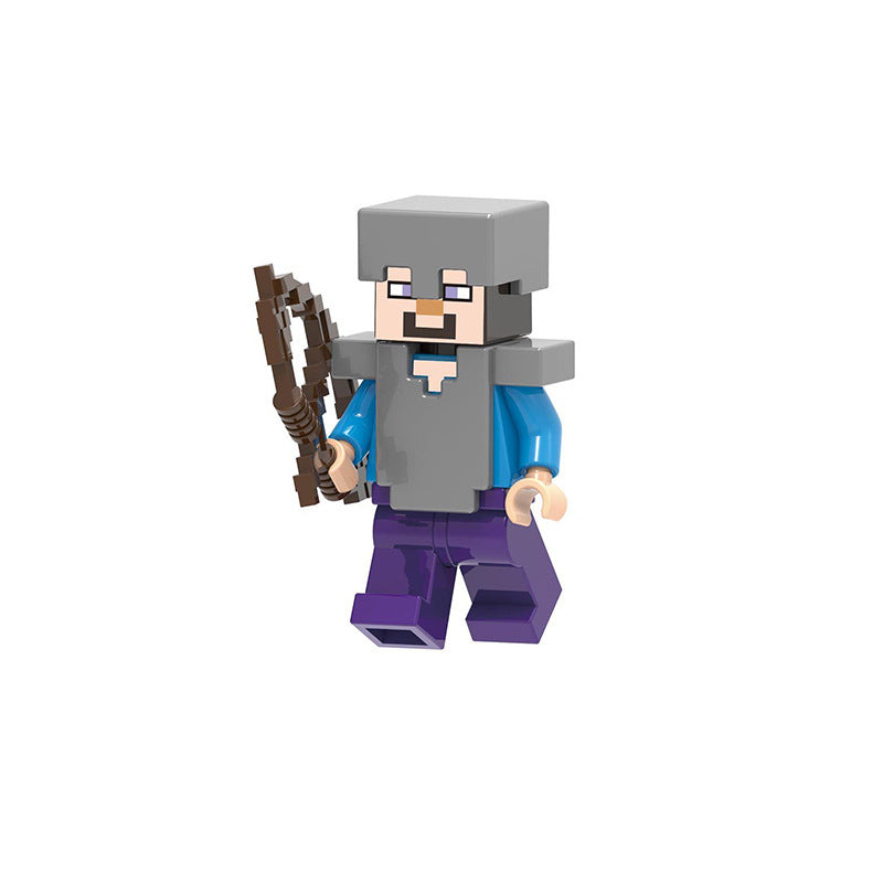 Minecraft Collection Series 5 8 Piece Custom Minifigure Set Steve With Iron Armor Bow, Lego-compatible Building Block Minifigures