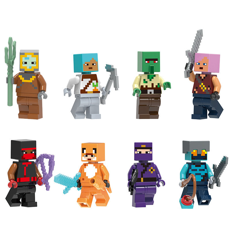 Minecraft Zombie Hunter Weapon Smith, Lego-compatible Building Block Minifigures, 8 Pcs Collection
