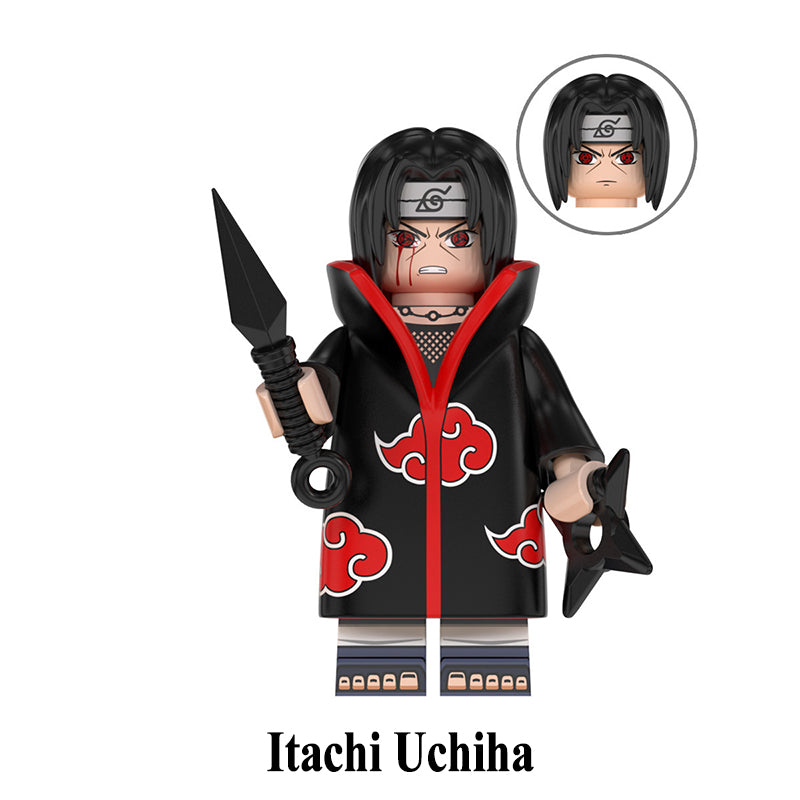 Itachi Uchiha Naruto set 5 LEGO-compatible custom anime brick minifigure with Akatsuki cloak