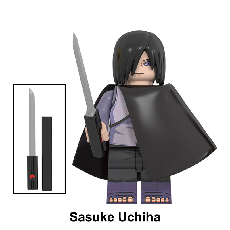 Sasuke Uchiha Naruto LEGO compatible brick minifigure custom toy set 4 sword