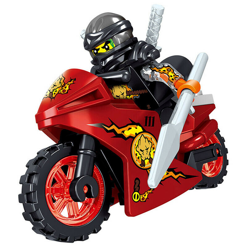 Ninjago Collection Series 3 8 Piece Custom Minifigure Set And Avatar Cole Bike, Lego-compatible Building Block Minifigures