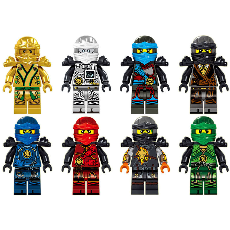 Golden Lloyd, Digi Zane, Digi Jay, Digi Cole, Digi Nya, Digi Kai, Avatar Cole, and Island Lloyd Ninjago LEGO-compatible minifigure | custom brick minifigures
