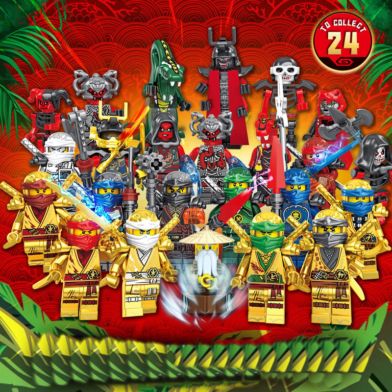 Ninjago Ultimate Battle Pack Golden Legacy Ninjas Digi Heroes 24 Pcs 3, Lego-compatible Building Block Minifigures