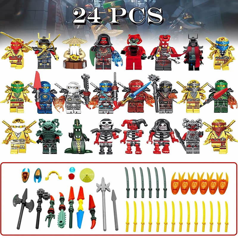 Ninjago Ultimate Battle Pack Golden Legacy Ninjas Digi Heroes 24 Pcs 4, Lego-compatible Building Block Minifigures
