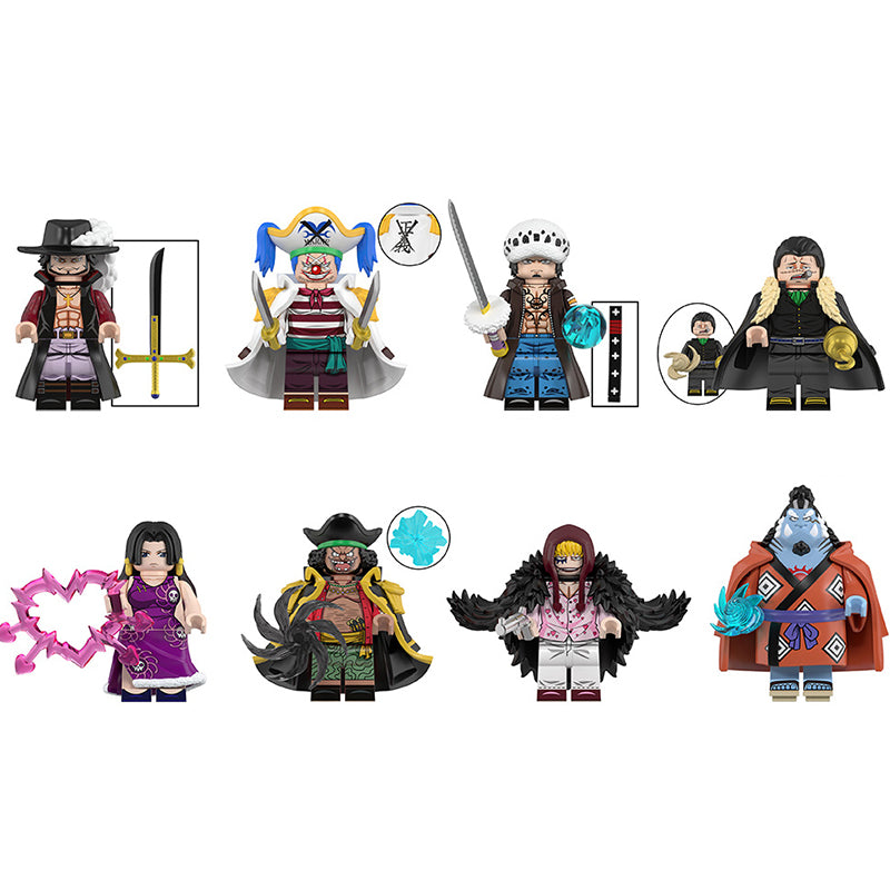 One Piece minifigure set Boa Hancock, Dracule Mihawk, Trafalgar Law LEGO-compatible building block toys | 8-piece set Main image