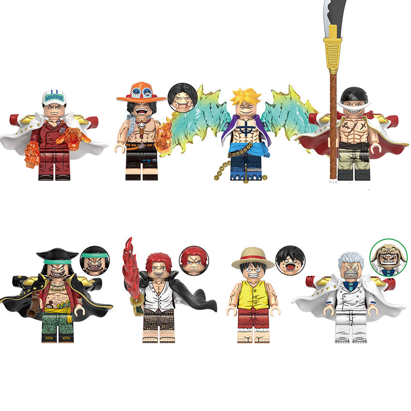 One Piece Monkey D Luffy Monkey D Garp, Lego-compatible Building Block Minifigures, 8 Pcs Collection
