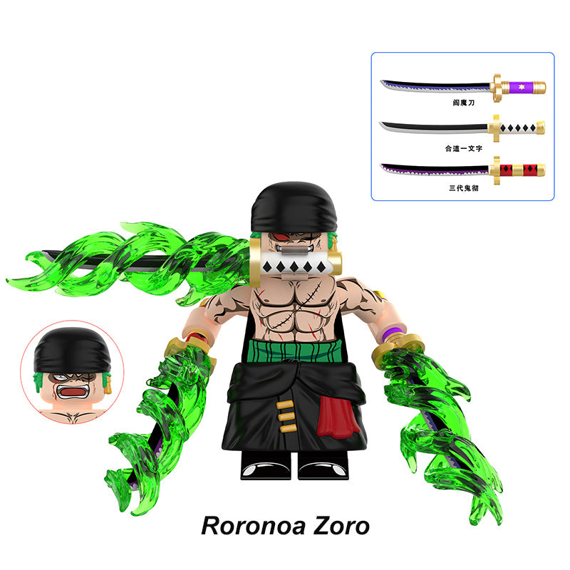 Roronoa Zoro dual green effect One Piece Set 4 LEGO-compatible minifigure