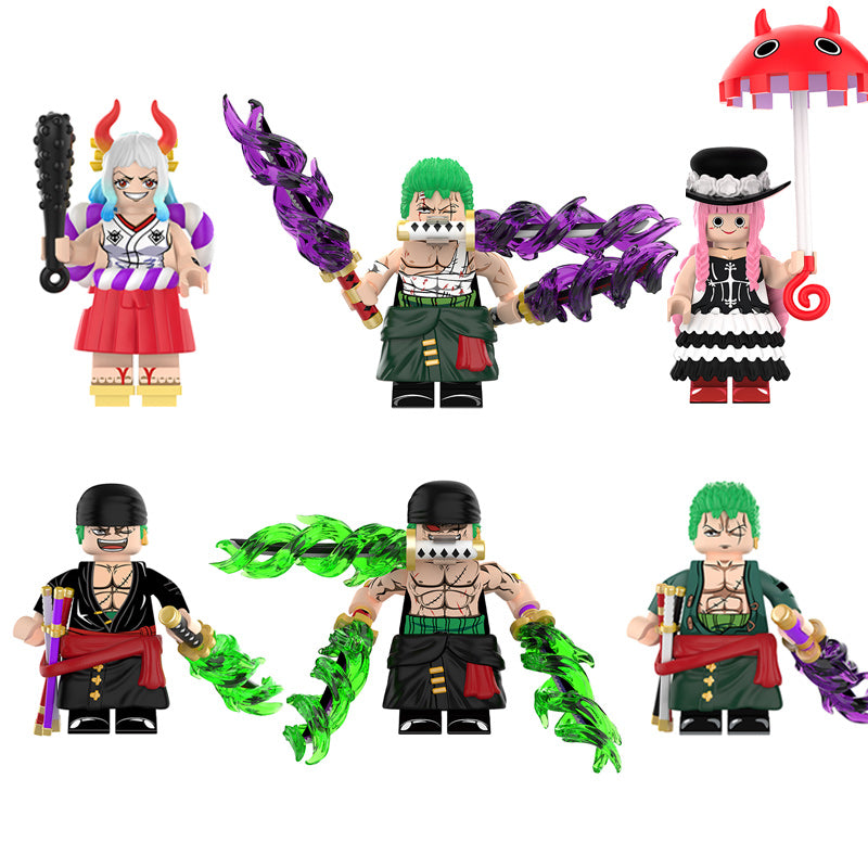 One Piece Set 4 LEGO-compatible custom anime brick minifigures collection Main image