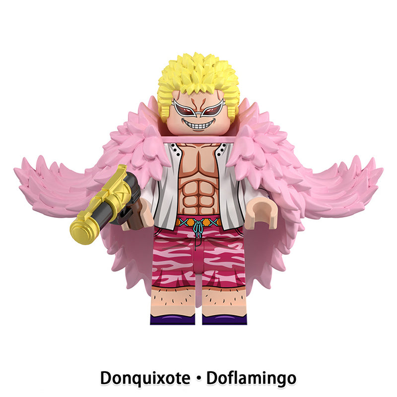 Donquixote Doflamingo One Piece custom anime brick minifigure with pink feather cape