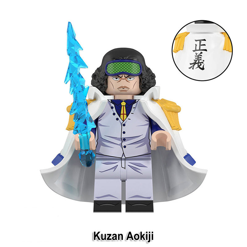 Kuzan Aokiji One Piece custom anime brick minifigure with ice effect accessory