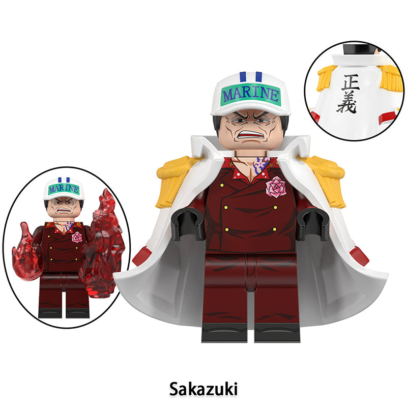 Sakazuki Akainu One Piece custom anime brick minifigure with magma arm effect