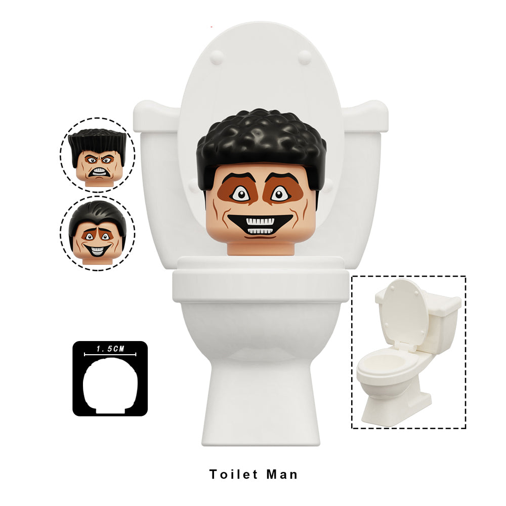 Skibidi Toilet Collection Series 4 4 Piece Custom Minifigure Set Toilet Men Small, Lego-compatible Building Block Minifigures