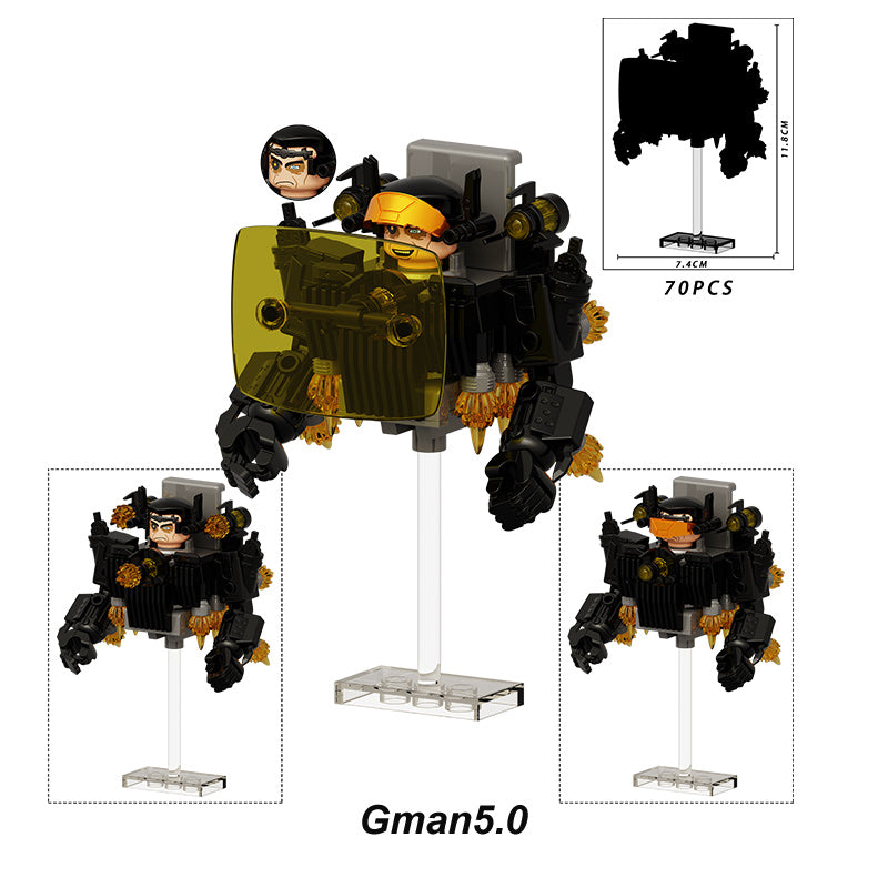 Skibidi Toilet G Toilet, Lego-compatible Building Block Minifigures, 6 Pcs Collection