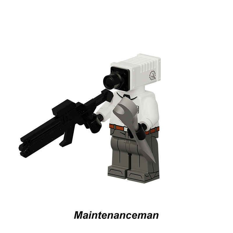 Skibidi Toilet Russian Cameraman, Lego-compatible Building Block Minifigures, 6 Pcs Collection