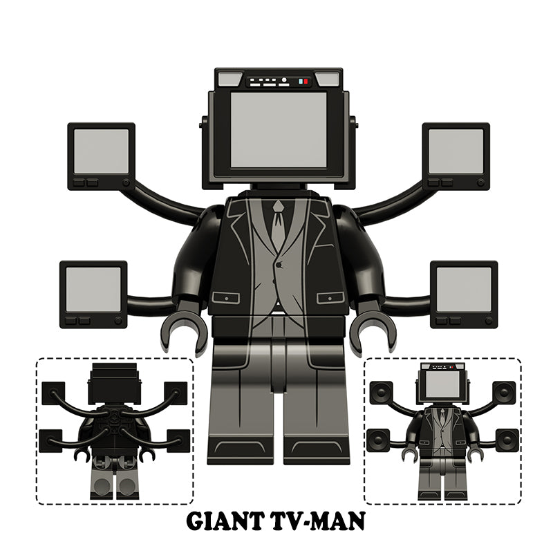 Skibidi Toilet Giant Tv Man, Lego-compatible Building Block Minifigures, 4 Pcs Collection