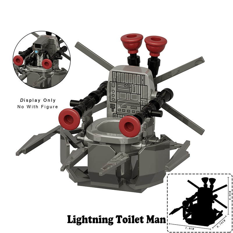 Skibidi Toilet Lightning Toilet Man, Lego-compatible Building Block Minifigures, 4 Pcs Collection