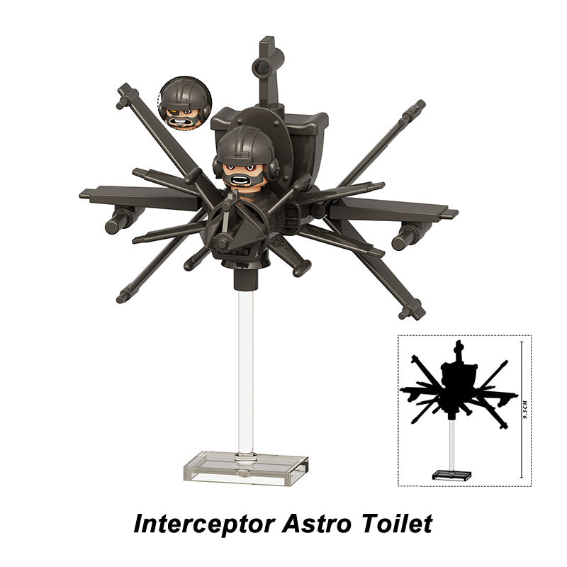 Skibidi Toilet Interceptor Astro Toilet, Lego-compatible Building Block Minifigures, 4 Pcs Collection