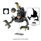 Skibidi Toilet And The Notably Larger Suspended Toilet Man, Lego-compatible Building Block Minifigures, 4 Pcs Collection